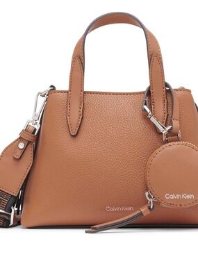 NWTCalvin klein Millie 2 in 1 triple compartment mini satchel crossbody caramel